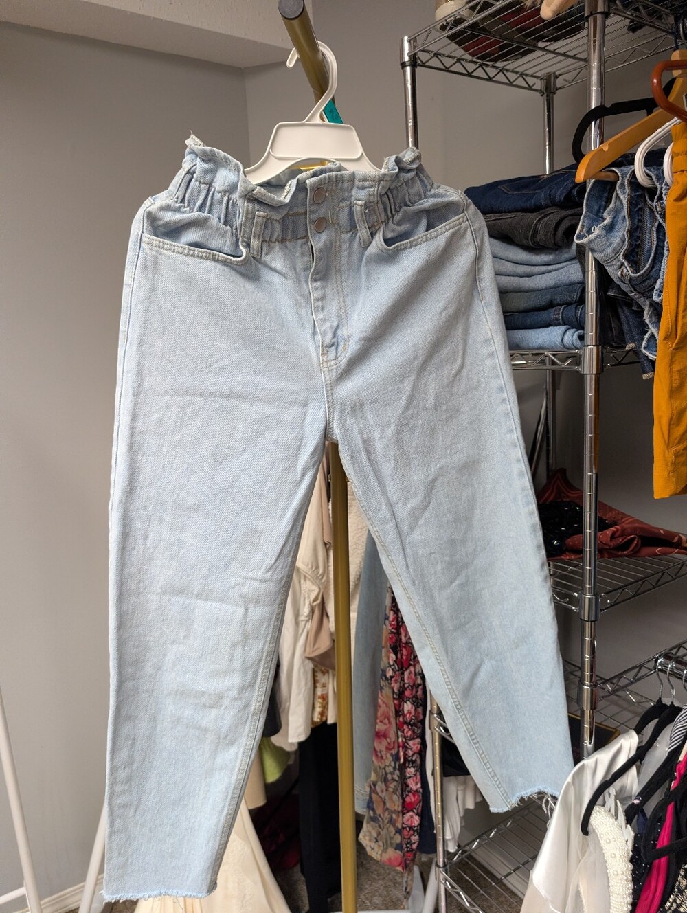 Oak + fort paper bag jeans med Fit Small